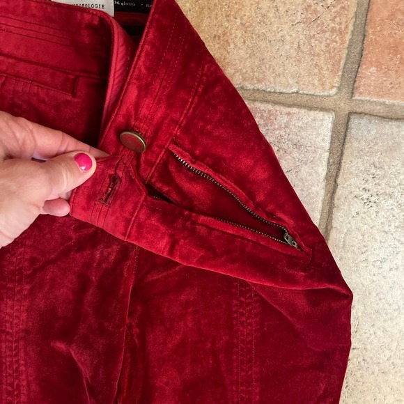 Anthropologie the essential slim red velvet ankle pant size 0 - Picture 2 of 5